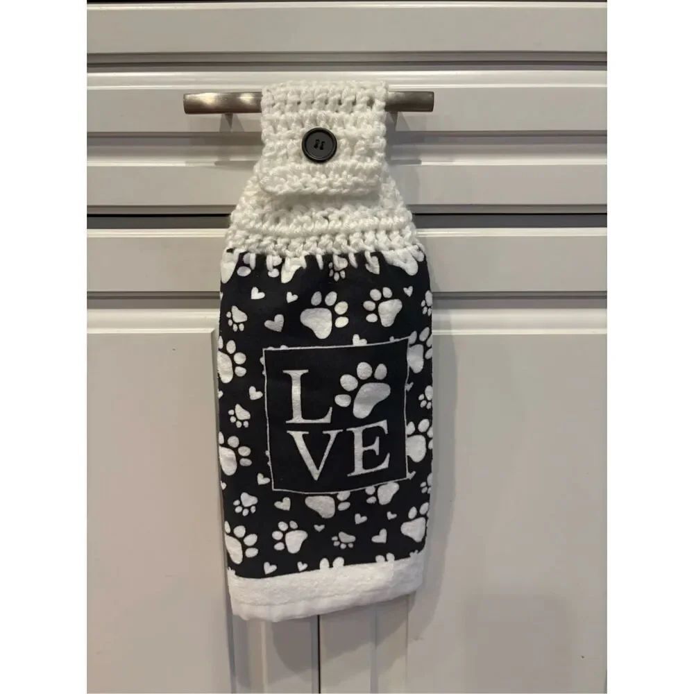 Crochet Top Kitchen Towel-Dog Prints